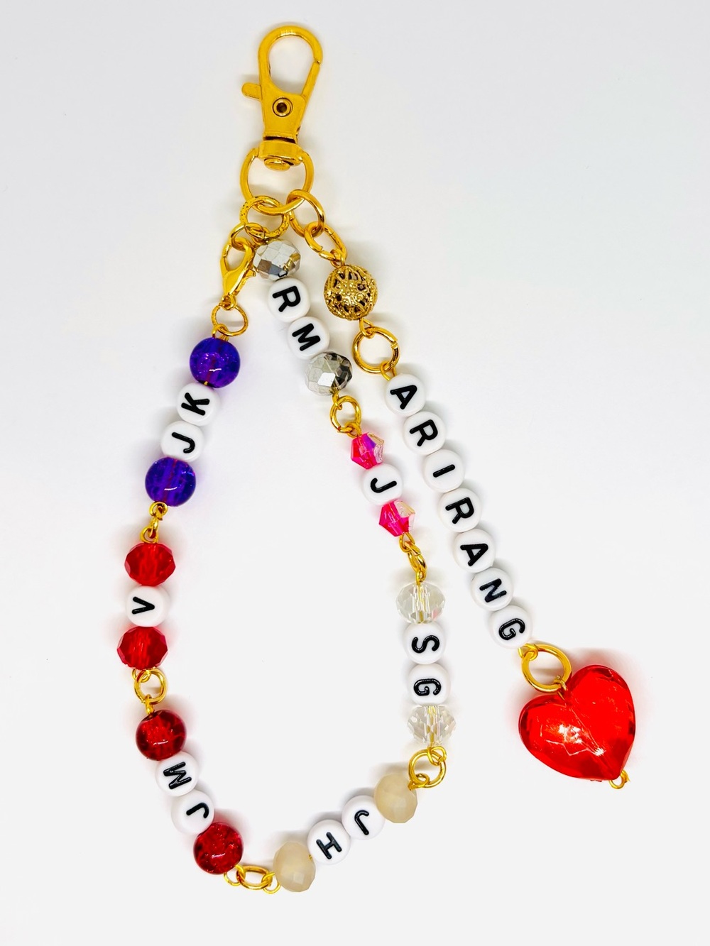 BTS ARIRANG VINYL MEMBER COLORS GOLD BEADED LOOP KEYCHAIN/STRAP